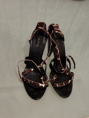Nine West sandals size 39 used, brown-black 11 cm heel