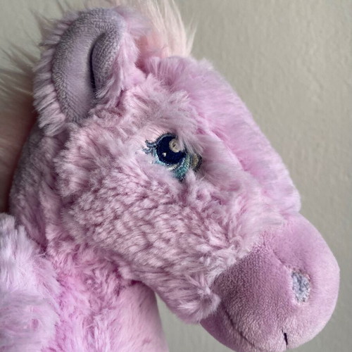 Pegasus plush toy pale pink and light purple with silver stars used
