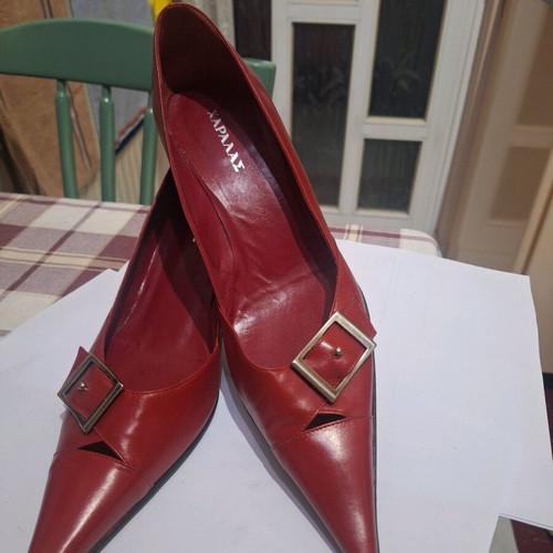 Haralas red pumps like new, size 39, genuine leather