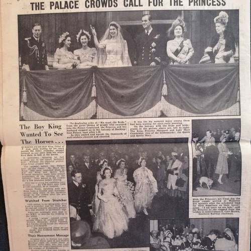 Daily Graphic newspaper used, Royal Wedding of Elizabeth 1947