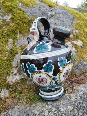 Handmade ceramic container for olive oil, wine used