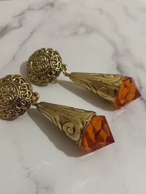 Orange and gold clip-on earrings like new