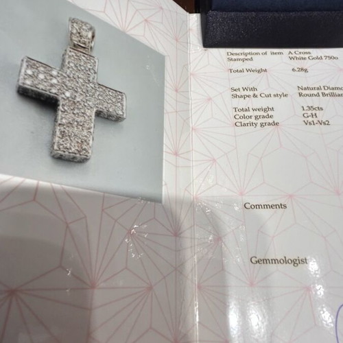 Diamond cross white gold K18 new
