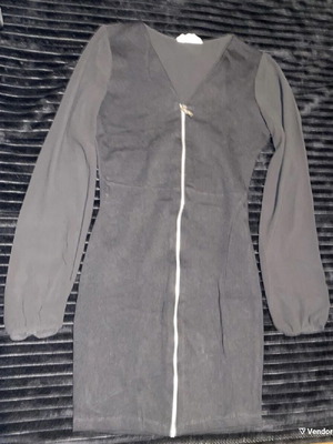 BSB Μαύρο Φόρεμα Με Διαφάνειες, Φερμουάρ Και Ντεκολτέ, Σαν Καινούργιο