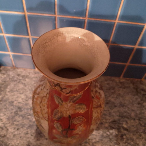 Decorative Chinese vase vintage with handpainted design used