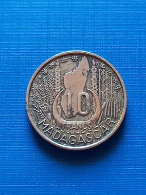 Madagascar 10 Francs Coin 1953 used