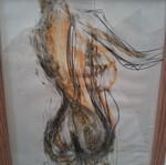 Expressionism painting "Nude" mixed media 20×25cm framed signed