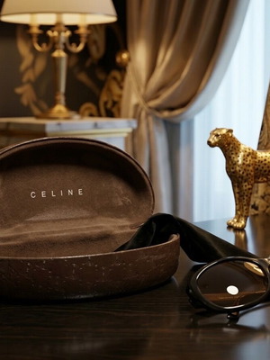 Celine sunglasses with brown case, like new, minimal luxury