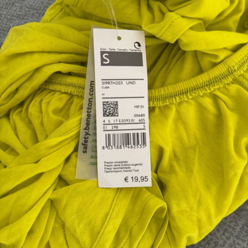 Benetton Smile blouse new, yellow, size S