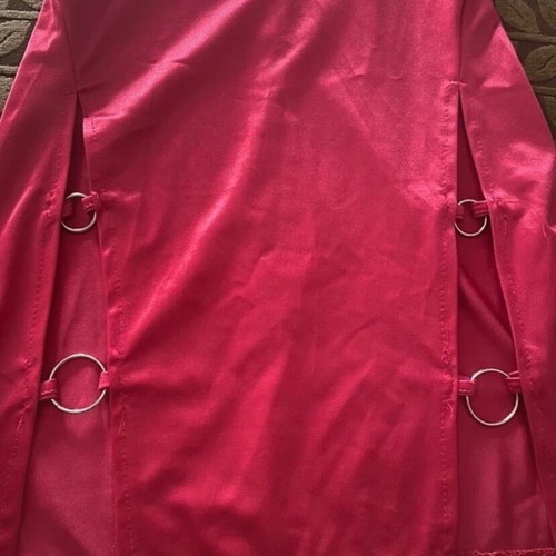 Satin pink mini dress like new with front details and open back