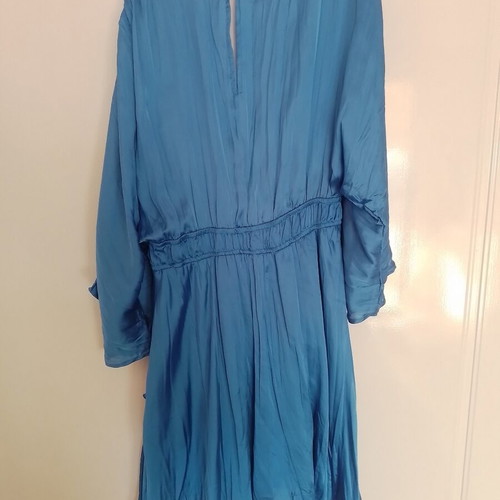 Zara satin dress with asymmetrical detail like new, blue, XS