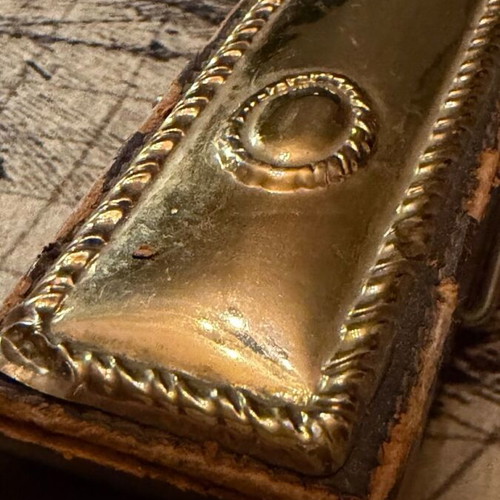 Vintage decorative desk clip with metal overlay used