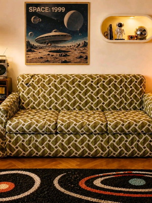 Retro iconic space καναπές σαν καινούργιος με ψυχεδελικό μοτίβο