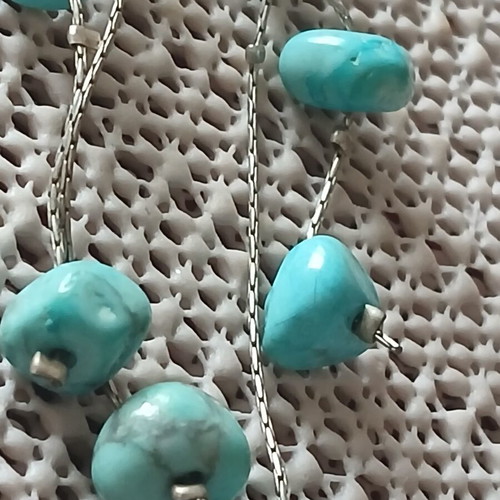 Sterling silver 925 earrings with turquoise, 6cm, like new