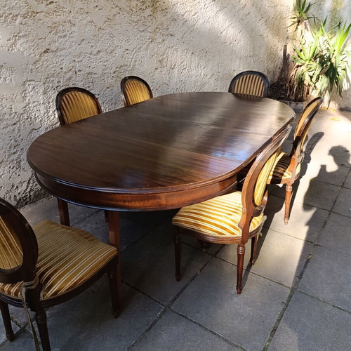 Vintage Walnut Extendable Dining Set 1970 With 6 Chairs Used