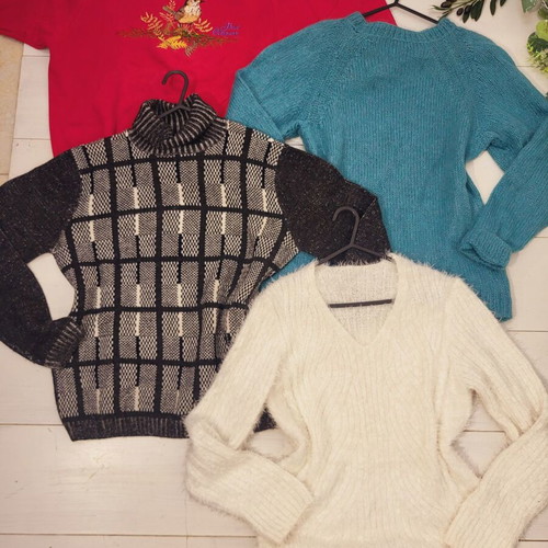 Set of 12 sweaters, wool, cotton, synthetic, size M