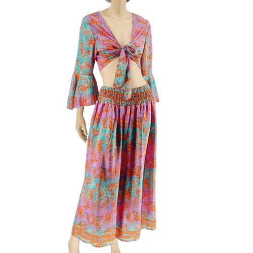 Pure 2-piece set palazzo pants and top new, multicolor, silk