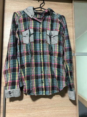 Zara plaid shirt like new with detachable hood multicolor size M