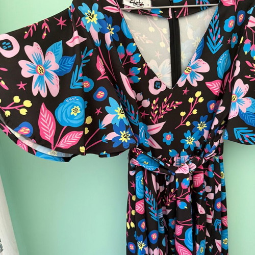 Chaton maxi floral dress with belt like new, size S
