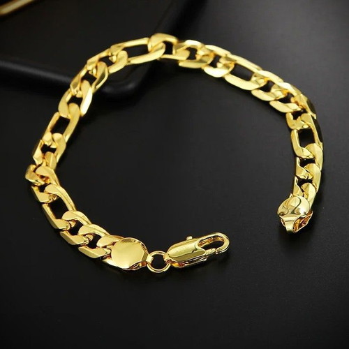 Jewelry set 18K gold-plated necklace and bracelet chain, 6mm thickness