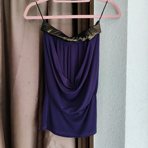 You Too Exclusive women's top vintage like new, purple with gold details