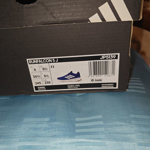 Adidas Runfalcon Athletic Shoes New, Royal Blue and Cloud White, Size 38.5
