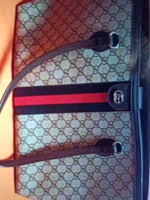 Shoulder bag, grey and beige
