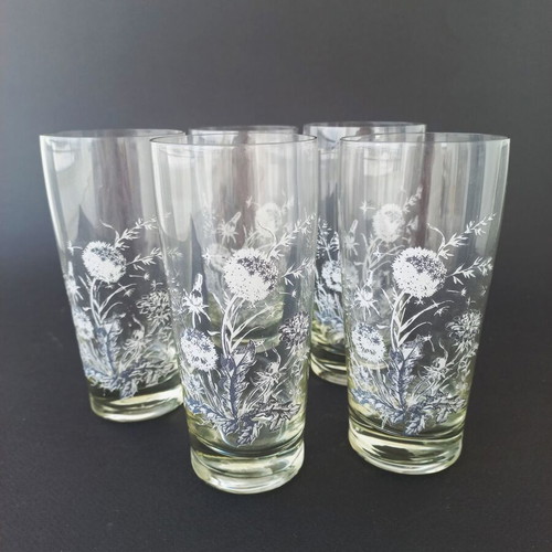 Set of 5 vintage water glasses like new, 60's