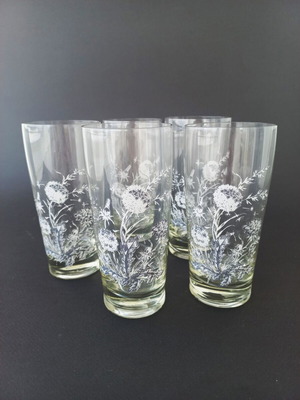 Set of 5 vintage water glasses like new, 60's