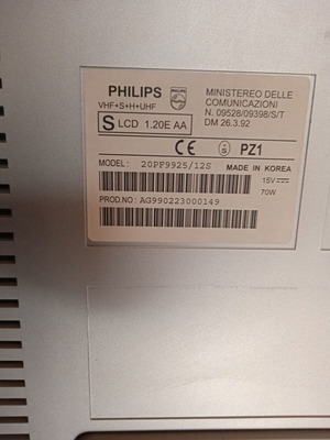 Τηλεόραση Philips 20PF99252/12S , 20 ιντσών . Λειτουργεί με εξωτερικό αποκωδικοποιητή.