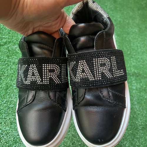 Karl Lagerfeld women's sneakers used, black leather, velcro, size 37