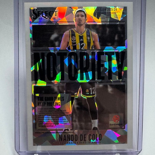 2025-26 Panini Select EuroLeague Nando De Colo #9 Cracked Ice Notoriety card new