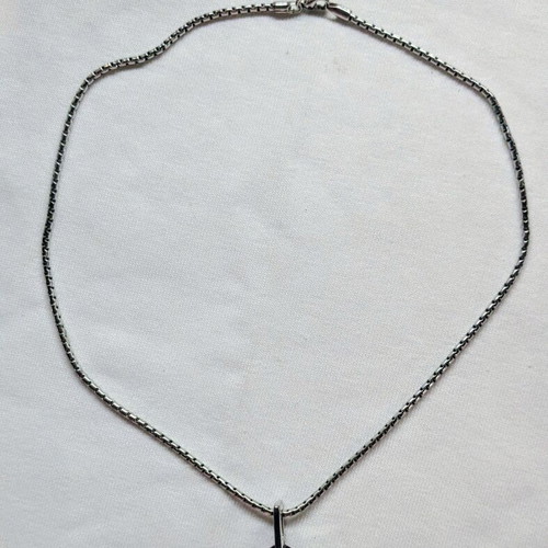 Modern Unisex Cross Pendant with Red Stone and 55cm Chain like new