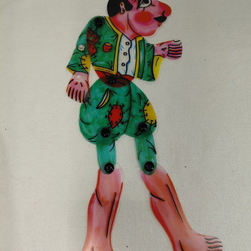 Karagiozis shadow theater figure used, creation by Dayakou