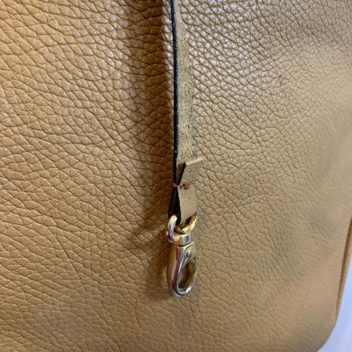 Crossbody bag used large authentic leather light tan