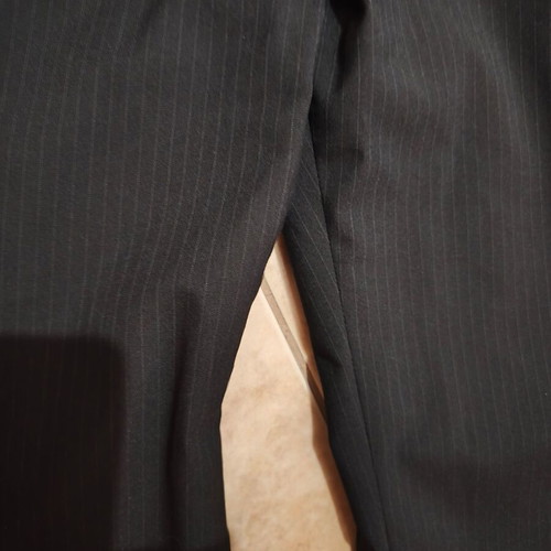 Mexx official office trousers with pleat, dark blue with fine white stripe