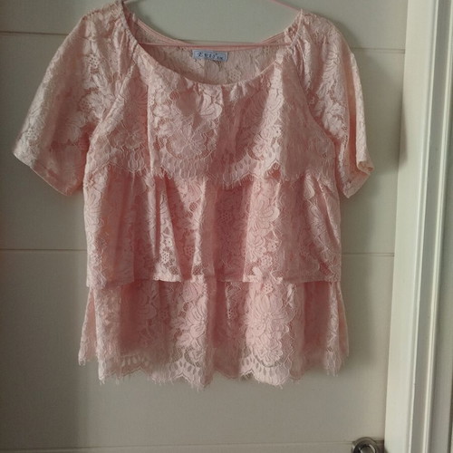 Amy's summer blouse with lace, pink, size M
