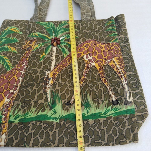 Tote bag shoulder fabric with giraffe print new