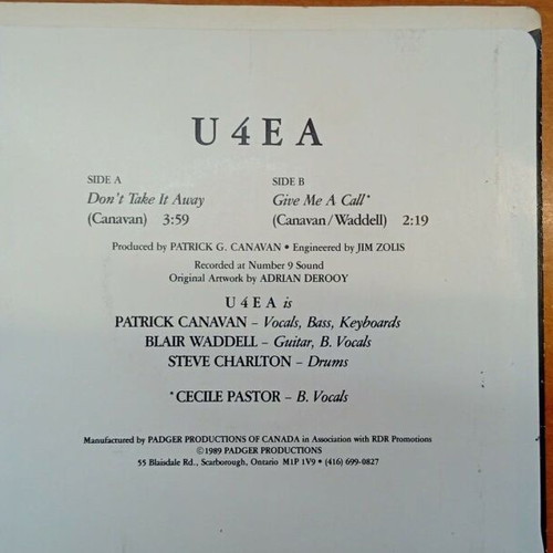U4EA Don't Take It Away / Give Me A Call 7'' single used, rock