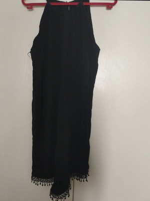 Dress with fringes at hem used, black, size S