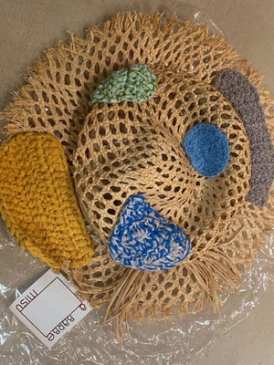 Straw hat handcrafted new, multicolor, MISU A BARBE