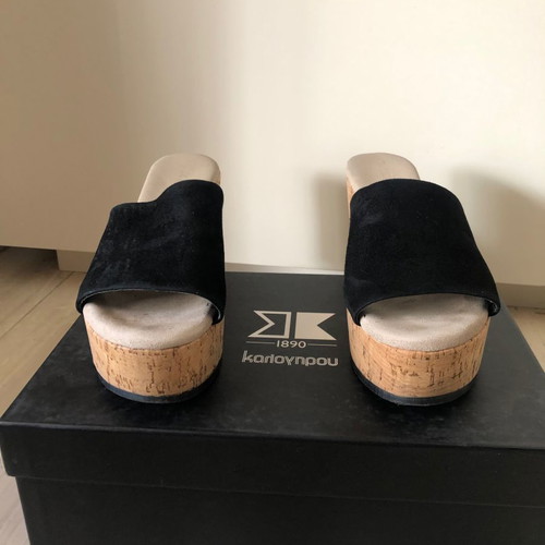 Kalogirou mules black suede used, size 36