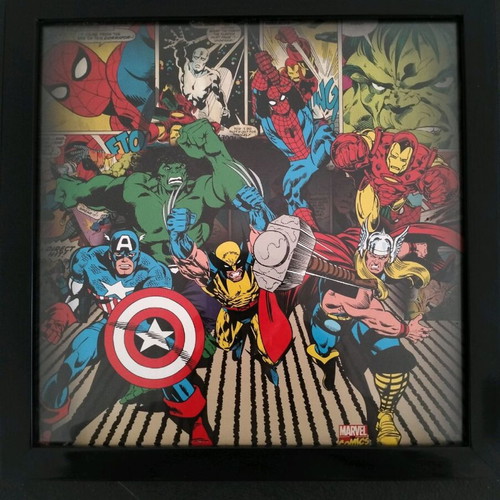 Marvel Comics Here Come The Heroes framed poster like new