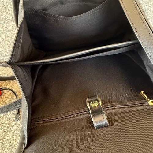 Longchamp vintage leather backpack used, black
