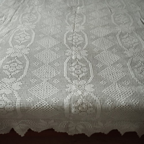 Handmade white knitted blanket like new with traditional design