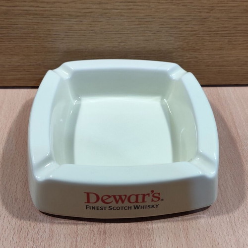Dewar's White Label scotch whisky ceramic ashtray used