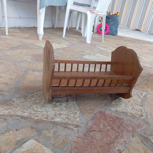 Vintage wooden baby doll cradle used