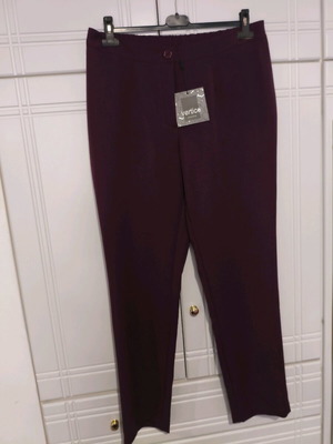 Plus Size S Pants new, crepe purple eggplant color