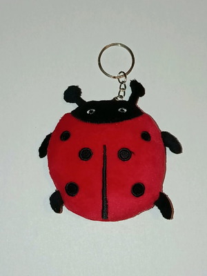 Ladybug keychain like new, black and red