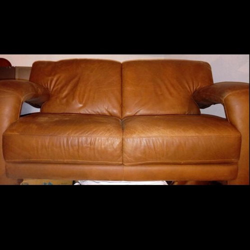 Leather sofa three-seater used, good condition